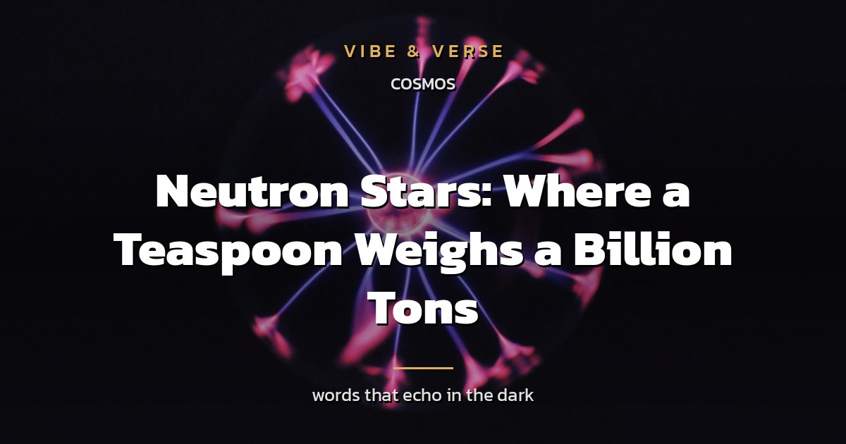 Neutron Stars: Where a Teaspoon Weighs a Billion Tons